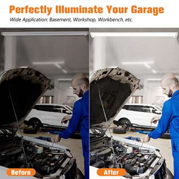 OOOLED 4FT Linkable 42W 4800LM 5000K LED Ceiling Lights for Garages, Pull Chain ON/Off, Linear Work Light Fixture with Plug, 2 Pack