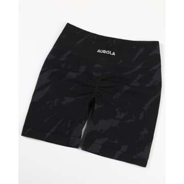 AUROLA Zebra Women Seamless Scrunch Workout Shorts High Waisted Gym Yoga Short,Black,XS
