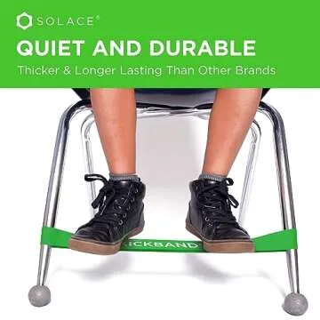 KICK BANDS Chair Bands for Kids with Fidgety Feet 3-Pack - ADHD Fidget Kickbands for Classroom Chairs & Desks - Solace Sensory Kickband (GREEN)