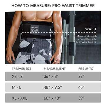 Sports Research Sweet Sweat 'Pro-Series' Waist Trimmer (Black) with Adjustable Velcro Straps (XL/XXL)