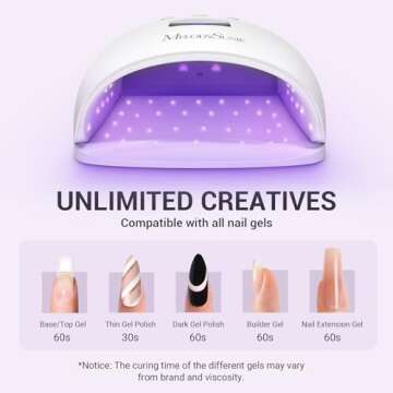 Melodysusie UV Nail Lamp, Plus30T UV Light for Gel Nails True 54W Professional Led Nail Dryer with 3...
