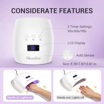 Melodysusie 54W UV LED Nail Lamp for Fast Curing Gel Nails