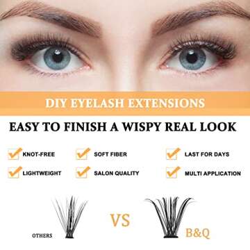 Lash Clusters 30D 40D-C-12-18MIX B&Q LASH Individual Lashes 280 Clusters False Eyelash 9-16MIX DIY Eyelash Extensions at Home (30D 40D,C-12-18MIX)