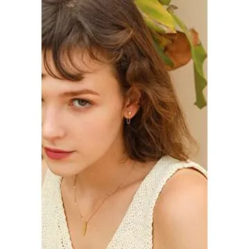 S.Leaf Butterfly Stud Earrings with Chain Sterling Silver Chain Earrings for Women Gold Plated Butterfly Dangle Earrings for Women Trendy