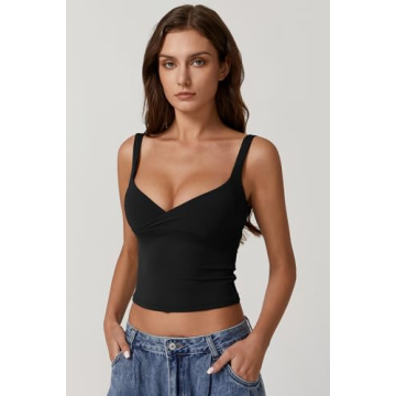 QINSEN Women's Sexy V Neck Tank Tops Slim Fit Comfort