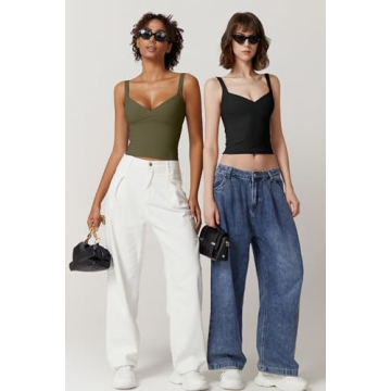 QINSEN Women's Sexy V Neck Tank Tops Slim Fit Comfort