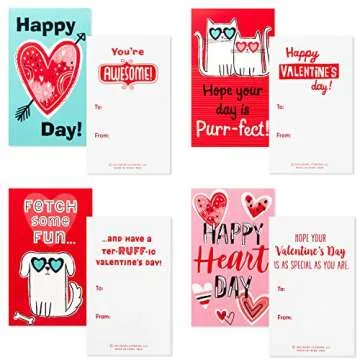 Hallmark Valentines Day Cards and Mailbox for Kids School Classroom Exchange, Doodle Hearts (1 Box, 32 Valentine Cards, 35 Stickers, 1 Teacher Card)