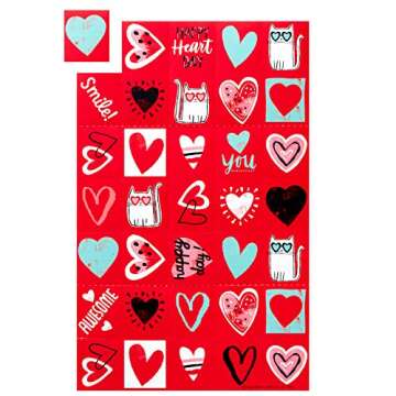 Hallmark Valentines Day Cards and Mailbox for Kids School Classroom Exchange, Doodle Hearts (1 Box, 32 Valentine Cards, 35 Stickers, 1 Teacher Card)