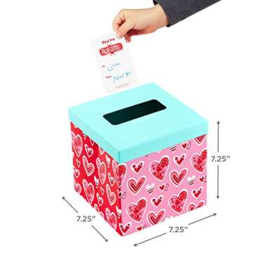 Hallmark Valentines Day Cards and Mailbox for Kids School Classroom Exchange, Doodle Hearts (1 Box, 32 Valentine Cards, 35 Stickers, 1 Teacher Card)