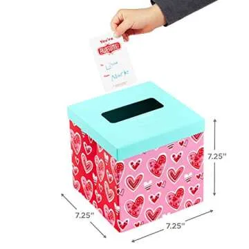 Hallmark Valentines Day Cards and Mailbox for Kids School Classroom Exchange, Doodle Hearts (1 Box, 32 Valentine Cards, 35 Stickers, 1 Teacher Card)