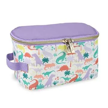 Itzy Ritzy Packing Cubes For Travel – Set of 3 Packing Cubes or Travel Organizers; Each Travel Cube Features a Mesh Top, Double Zippers and a Fabric Handle (Purple Dinosaurs)