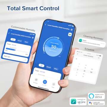 LEVOIT OasisMist 1000S (10L) Smart Humidifier for Home Large Room Bedroom, Last 100 Hours Suitable for Indoor Plant, Cover up to 600ft², Easy Top Fill, Remoter & Voice Control, Auto Mode, Quiet, White