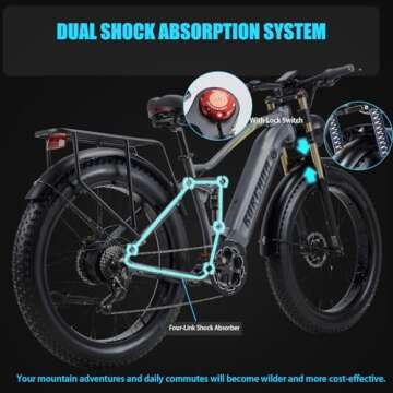 BIGUODIR 1000W/2000W Daul Motor Adult Electric Bike, 120Miles & 48V 30Ah Battery, 26'' Fat Tire Full Suspension Ebike, 30MPH Dual Hydraulic Disc Brakes, Snow Mountain Ebike for Men Women, UL Certified