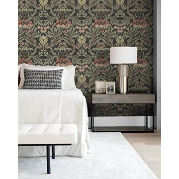 NextWall Acanthus Floral Peel and Stick Wallpaper