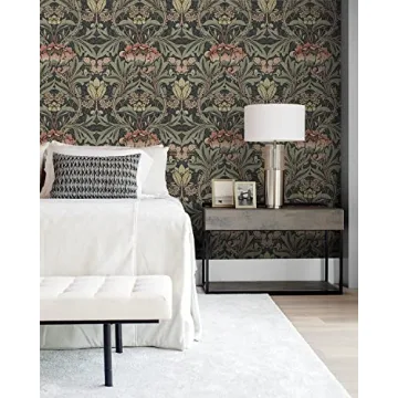 NextWall Acanthus Floral Peel and Stick Wallpaper