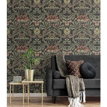 NextWall Acanthus Floral Peel and Stick Wallpaper