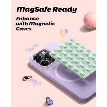 amBand Cute Preppy Stuff Silicone Suction Cup Phone Mount, Detachable Sticky Grip Holder for MagSafe...