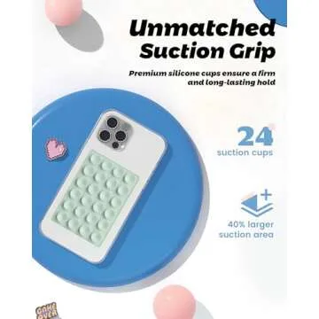 amBand Cute Preppy Stuff Silicone Suction Cup Phone Mount, Detachable Sticky Grip Holder for MagSafe Case, Easy to Use Video Accessories for Yoga/Dance/Call/Fitness, Matcha Green