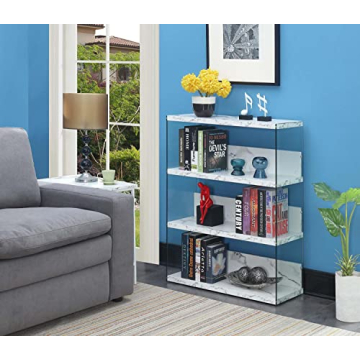 Convenience Concepts SoHo 4 Tier Bookcase in White Faux Marble