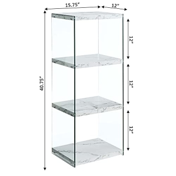 Convenience Concepts SoHo 4 Tier Bookcase in White Faux Marble