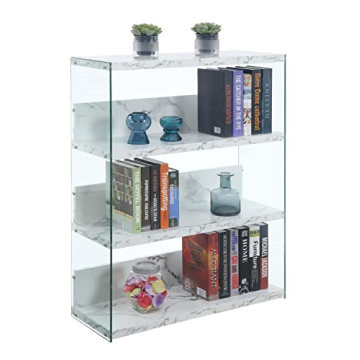 Convenience Concepts SoHo 4 Tier Bookcase in White Faux Marble