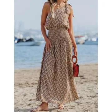 CUPSHE Women's Retro One Shoulder Maxi Dress - Elegant Style