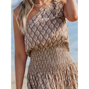 CUPSHE Women's Retro One Shoulder Maxi Dress - Elegant Style