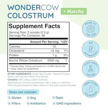 WONDERCOW Colostrum Supplement Powder for Gut Health, Immune Support, Muscle Recovery & Wellness | N...