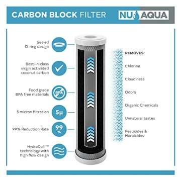 NU Aqua Reverse Osmosis Carbon Block Filter 10 Inch - Premium Quality Water Filtration Cartridge
