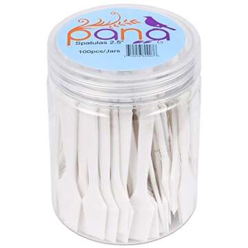 PANA (200 Pieces of White Color Cosmetic Make Up Disposable Plastic 2.5" Spatulas Skin Care Facial Cream Mask Spatula