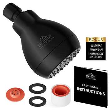 High Pressure Shower Head Matte Black - Powerful Deluxe Bathroom Showerhead with Strong Spray Stream...