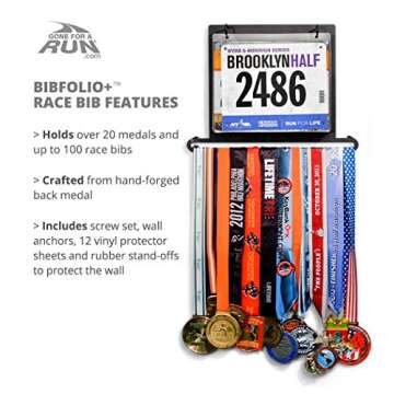 Gone For a Run BibFOLIO Plus Race Bib Holder and Running Medal Hanger Display | Race Medal Holder Di...