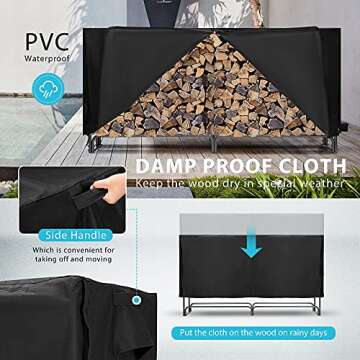 VIVOHOME Heavy Duty Firewood Storage Rack & Cover Set