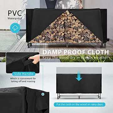 VIVOHOME Heavy Duty Firewood Storage Rack & Cover Set