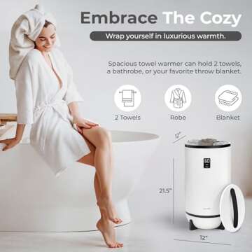 SereneLife Towel Warmers Bucket, with Customized Fragrance for Spa and Bathroom, Luxury Towel Heater...