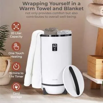 SereneLife Towel Warmers Bucket, with Customized Fragrance for Spa and Bathroom, Luxury Towel Heater Gifts for Him & Her, Auto Shut off, Fits 2 large Towels, Blankets, Bathrobes, PJ's (Black)