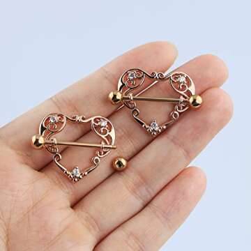 Shop COCHARM Rose Gold Heart Nipple Rings for Women