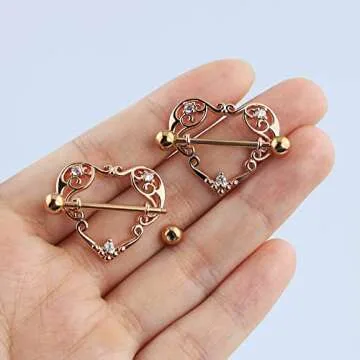 Shop COCHARM Rose Gold Heart Nipple Rings for Women