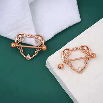 Shop COCHARM Rose Gold Heart Nipple Rings for Women