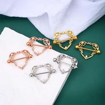 Shop COCHARM Rose Gold Heart Nipple Rings for Women