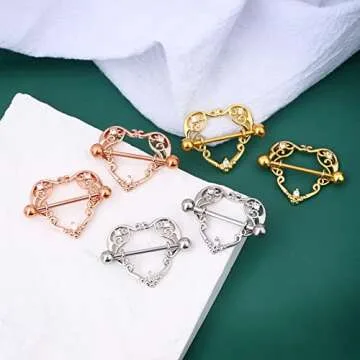 Shop COCHARM Rose Gold Heart Nipple Rings for Women