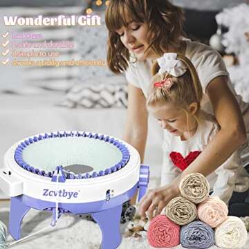 BZVV Knitting Machine 48 Needles with 8 pc Pom pom Maker and Row Counter, Smart Weaving Loom Knittin...