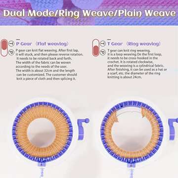 BZVV Knitting Machine 48 Needles with 8 pc Pom pom Maker and Row Counter, Smart Weaving Loom Knitting Round Loom, DIY Knitting Circle Rotating Double Knitting Kit for Adults or Child, Blue…