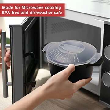 Professional Large Micro Cookware 2 Quart, Microwave Steamer for Vegetables, Cooker for Microwave - ...