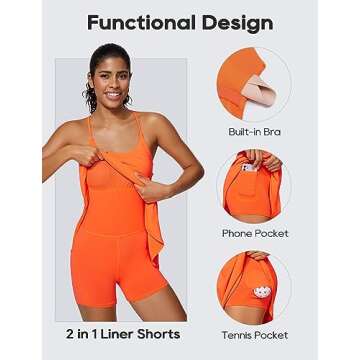 CRZ YOGA UPF 50+ Tennis Dress with Built-in Shorts