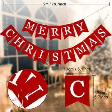 Whaline Merry Christmas Canvas Banners – Festive Hanging Garlands for Holiday Cheer