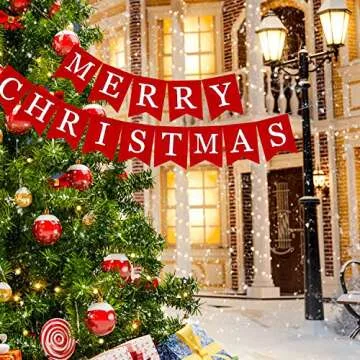 Whaline Merry Christmas Canvas Banners for Festive Decor