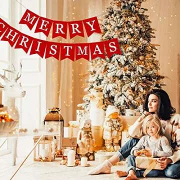 Whaline Merry Christmas Canvas Banners for Festive Decor
