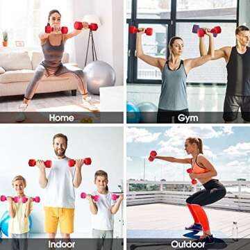 TopMade Dumbbell Set, 8lb Pair Neoprene Coated Iron Dumbbells Hand Weights Set Barbell Exercise Fitness Hex Dumb bell Free Weight Dumbbell for Women Men Home Gym Workout Strength Bodybuilding Training