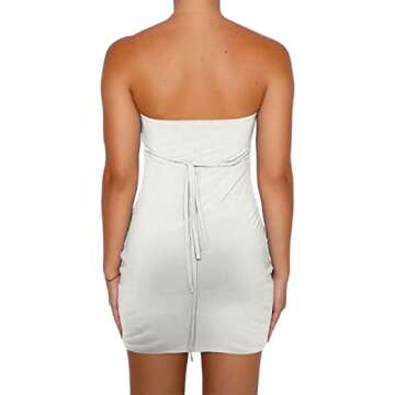 ROAONOCOMO Women Y2K Off Shoulder Mini Tube Dress Open Back Strapless Bodycon Dresses Sexy Short Party Dress Streetwear